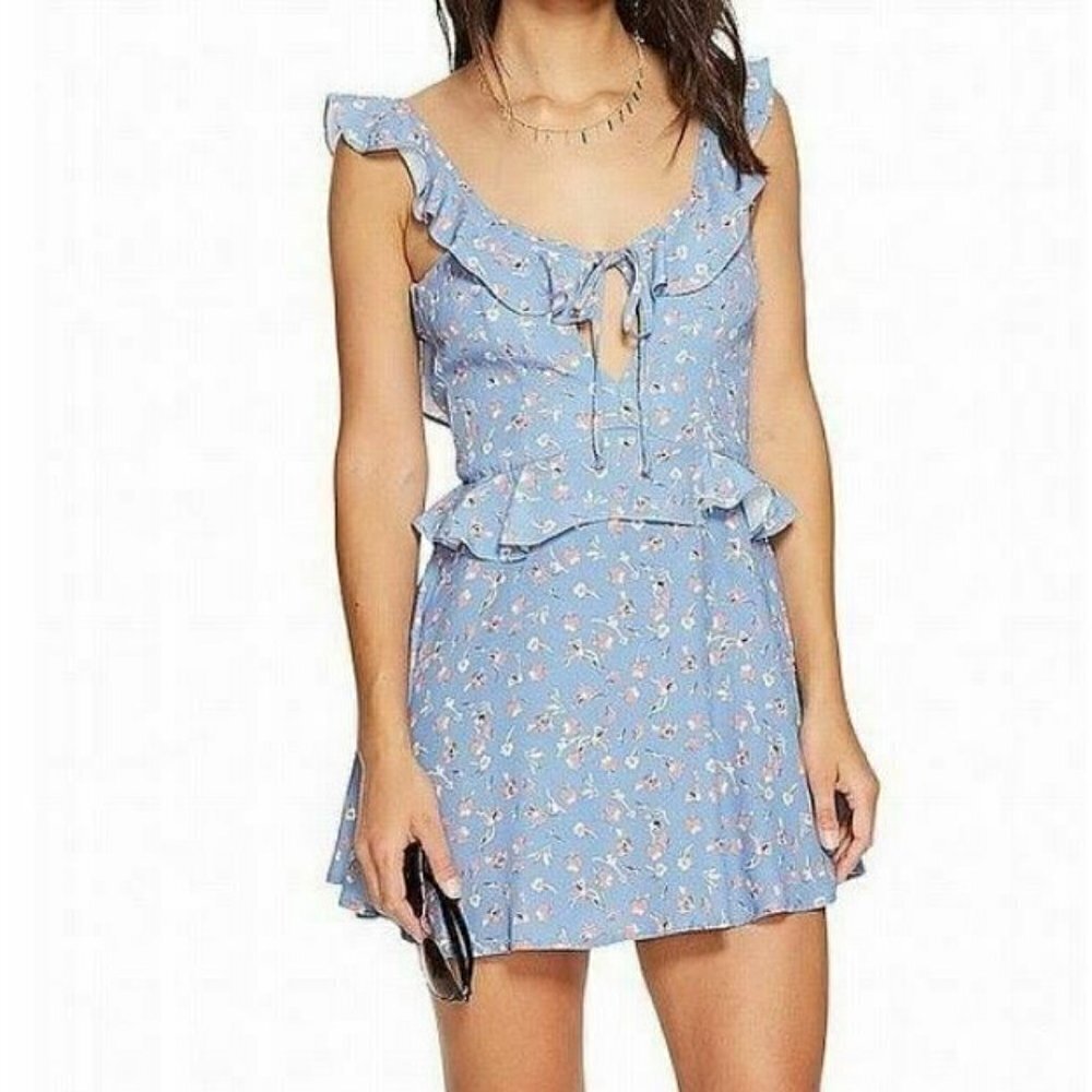 New Flynn Skye Mimi Mini Dress Womens M Falling Flora Rayon Keyhole